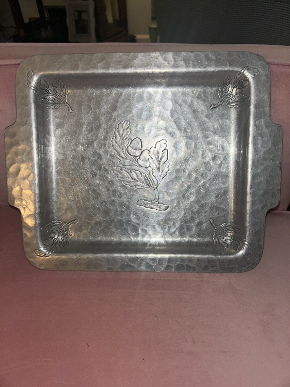 Farberware Hammered aluminum  Serving Tray with Leaf Motif - Silver
